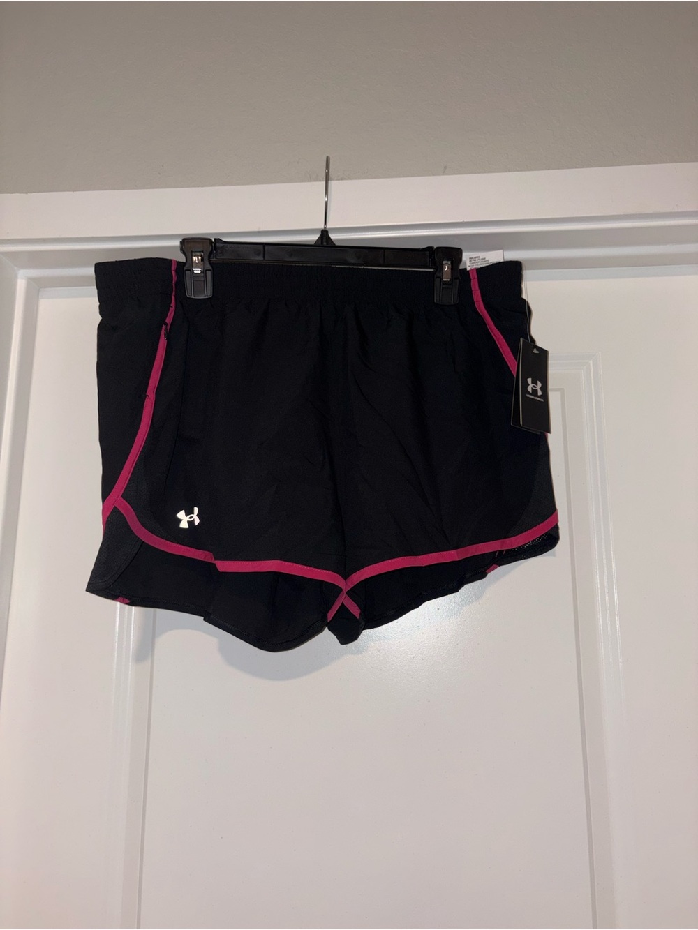 Under Armour Black Athletic Shorts with Pink Piping